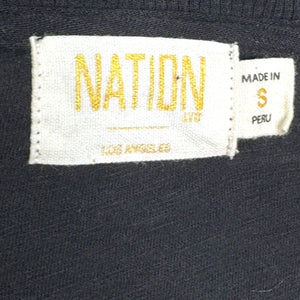 Nation LTD Black Tee Size Small Split Neck Long Sleeve Pima Cotton