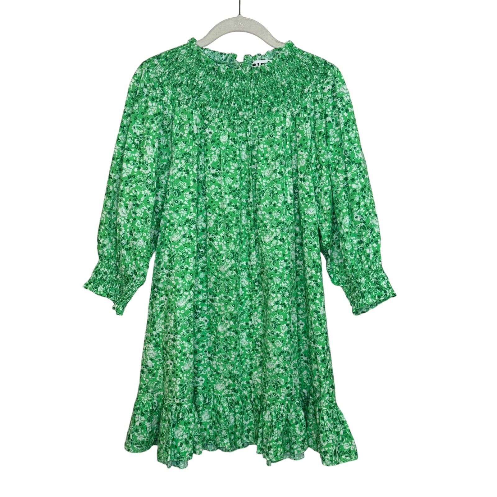 Tuckernuck RIXO London Green Meadow Ditsy Azalea Smocked Mini Dress Size XS