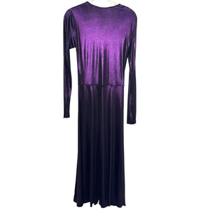 ROTATE Birger Christensen Midi Dress Size Small Number 7 Metallic Purple Ruched