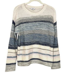 Rails Sweater Size XS Daphne Stripe Wool & Cashmere Blue Grey Ivory Metallic