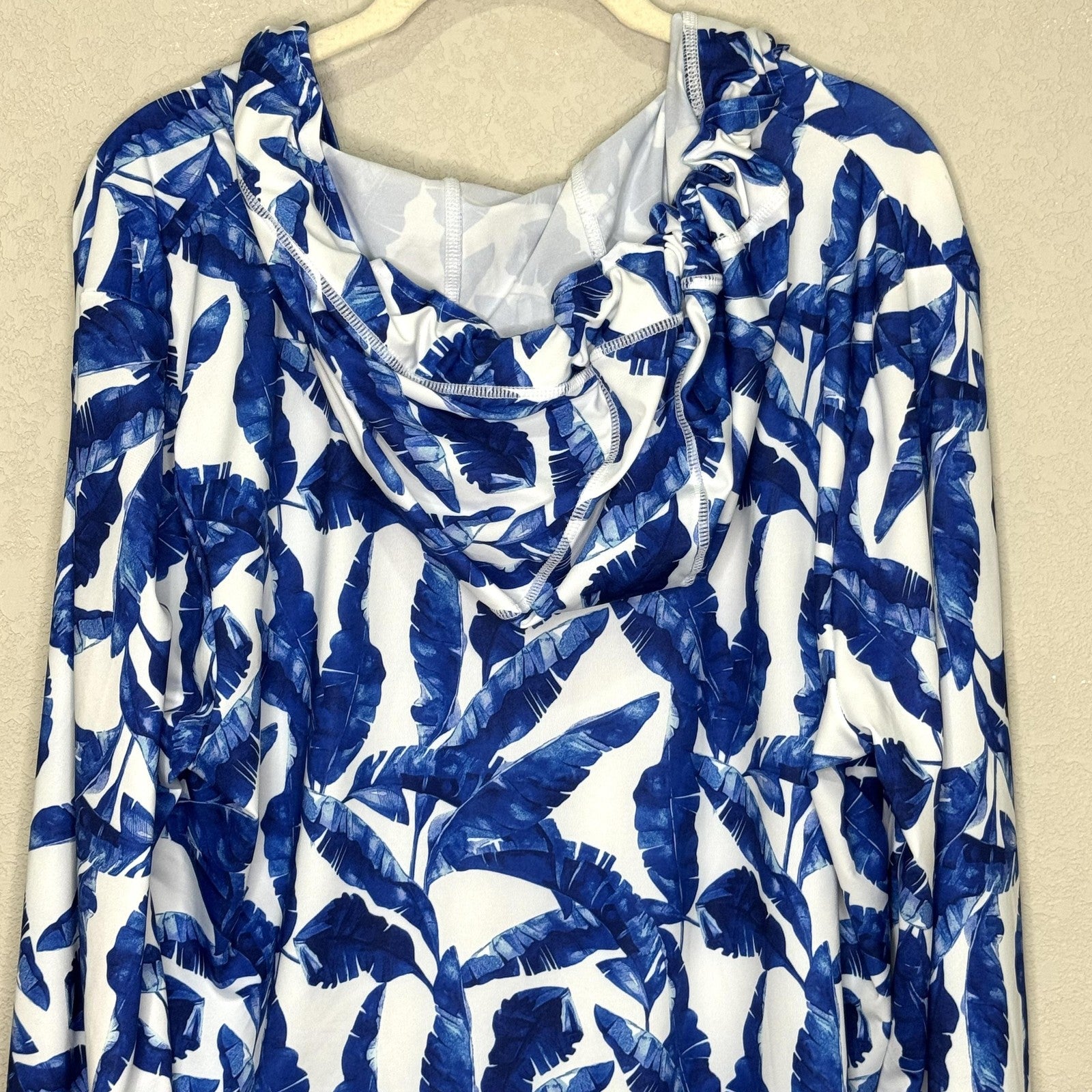 Cabana Life Hooded Cover Up Dress Womens XL Palm Print UPF 50+ Sun Protection