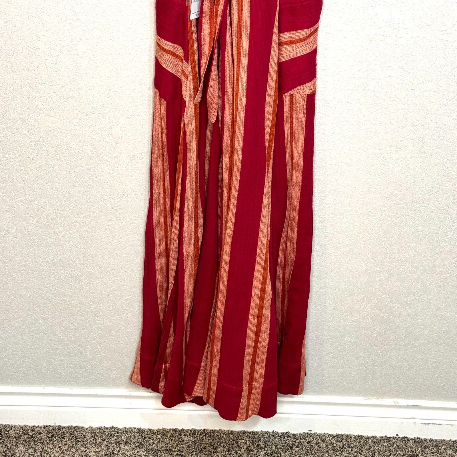 FREE PEOPLE Red Wildberry Combo Crossback Chante Maxi Dress Size Small NEW $198