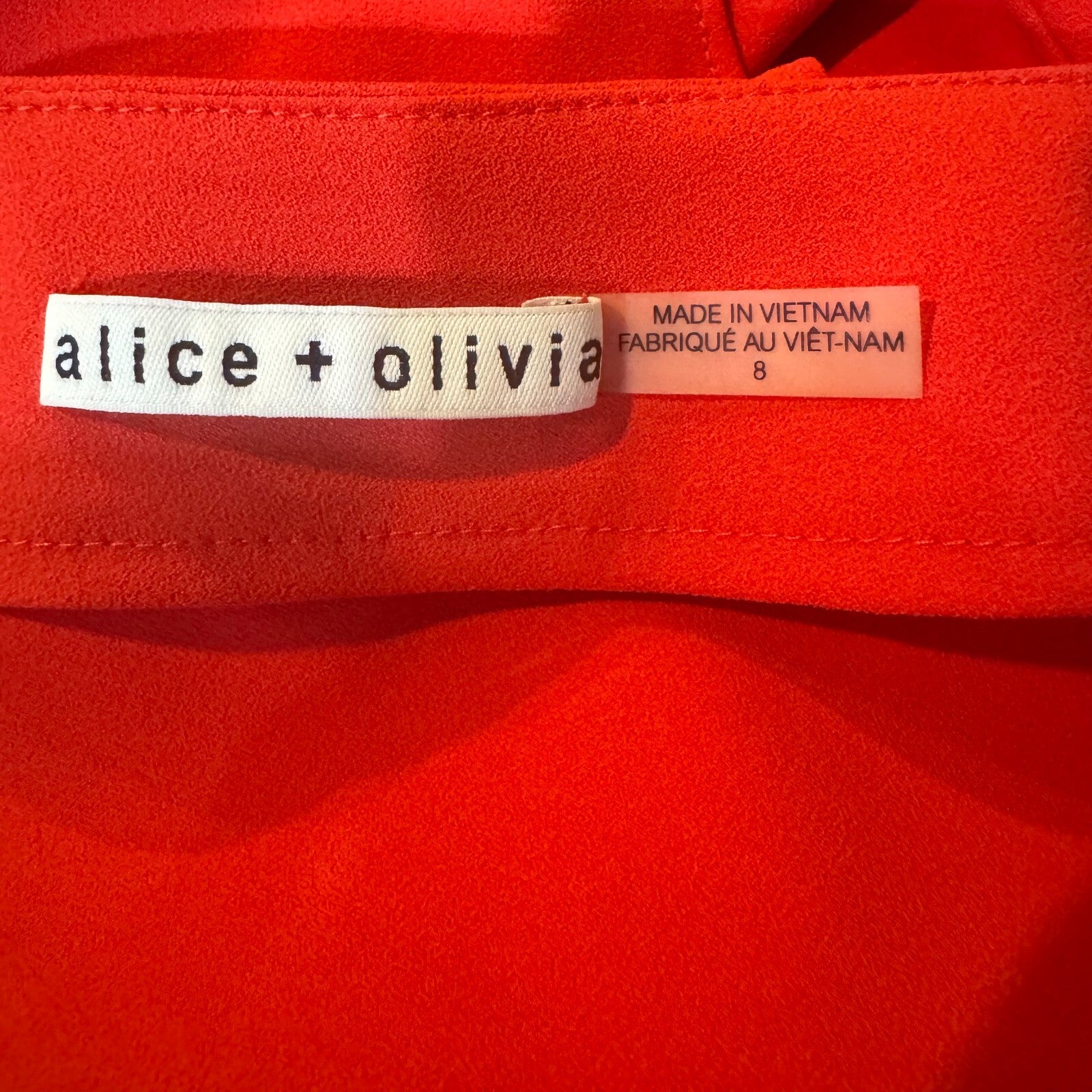 Alice + Olivia Blouse Top Size 8 Red Mellie One Shoulder Asymmetrical Drape