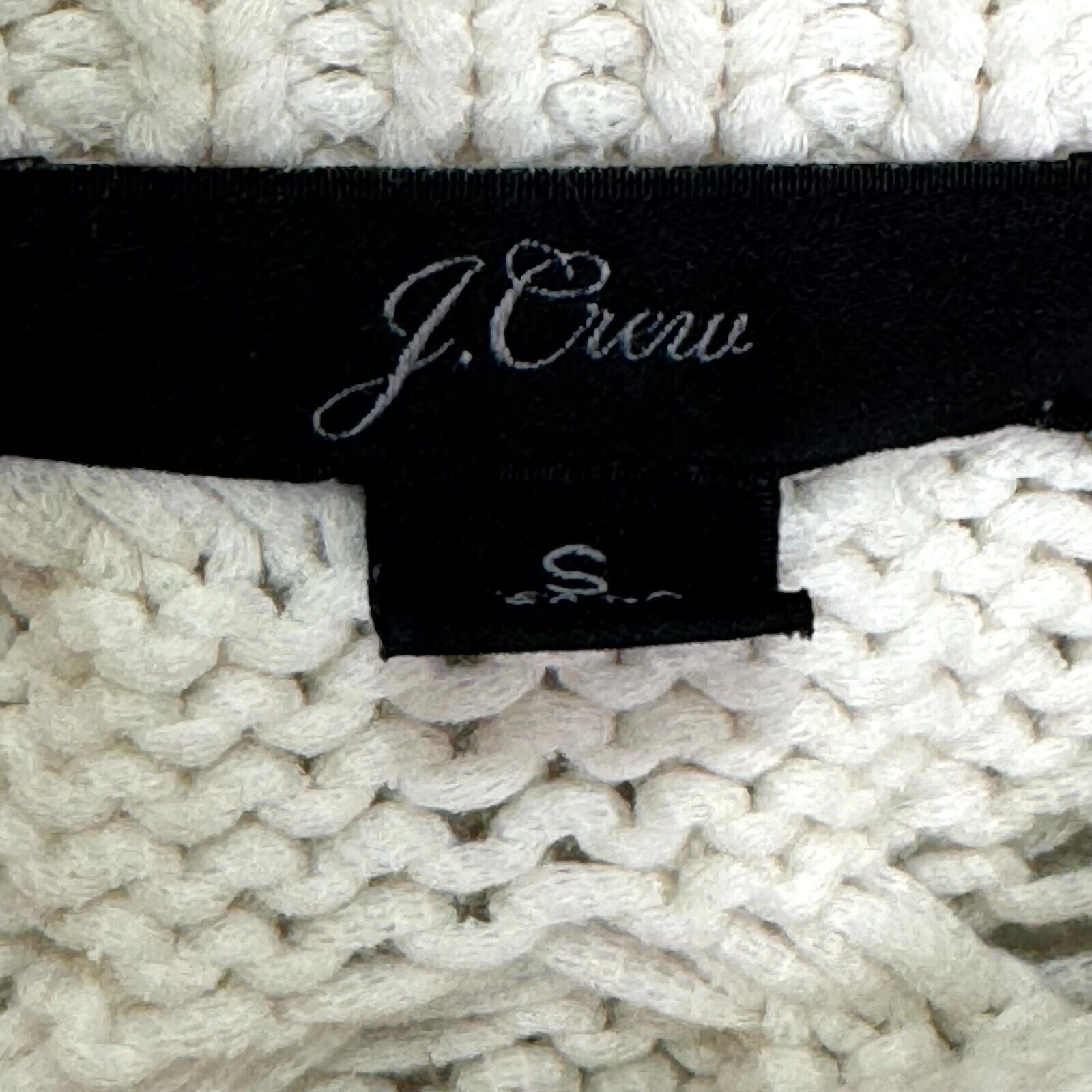 J. Crew Diagonal Cable-Knit Crewneck Sweater Size Small Cotton Fisherman Crew