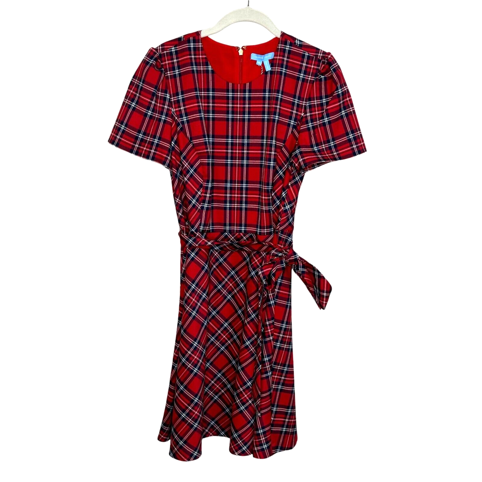 Draper James NEW Red Plaid Angie Check Love Circle Holiday Dress Size 8 $150