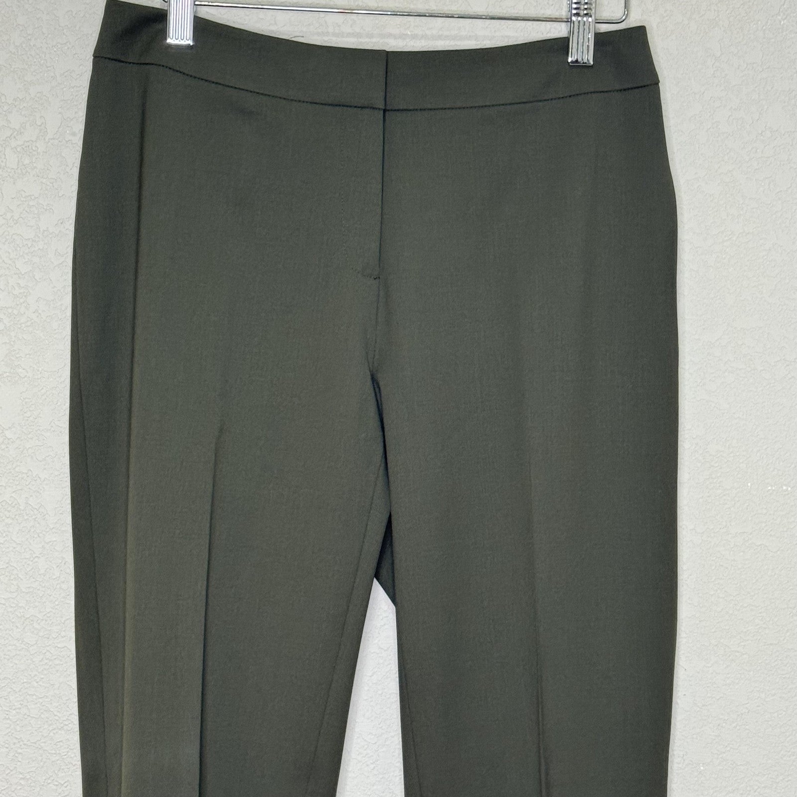 Lafayette 148 New York Pants Womens 4 Olive Green Virgin Wool Stretch Tailored