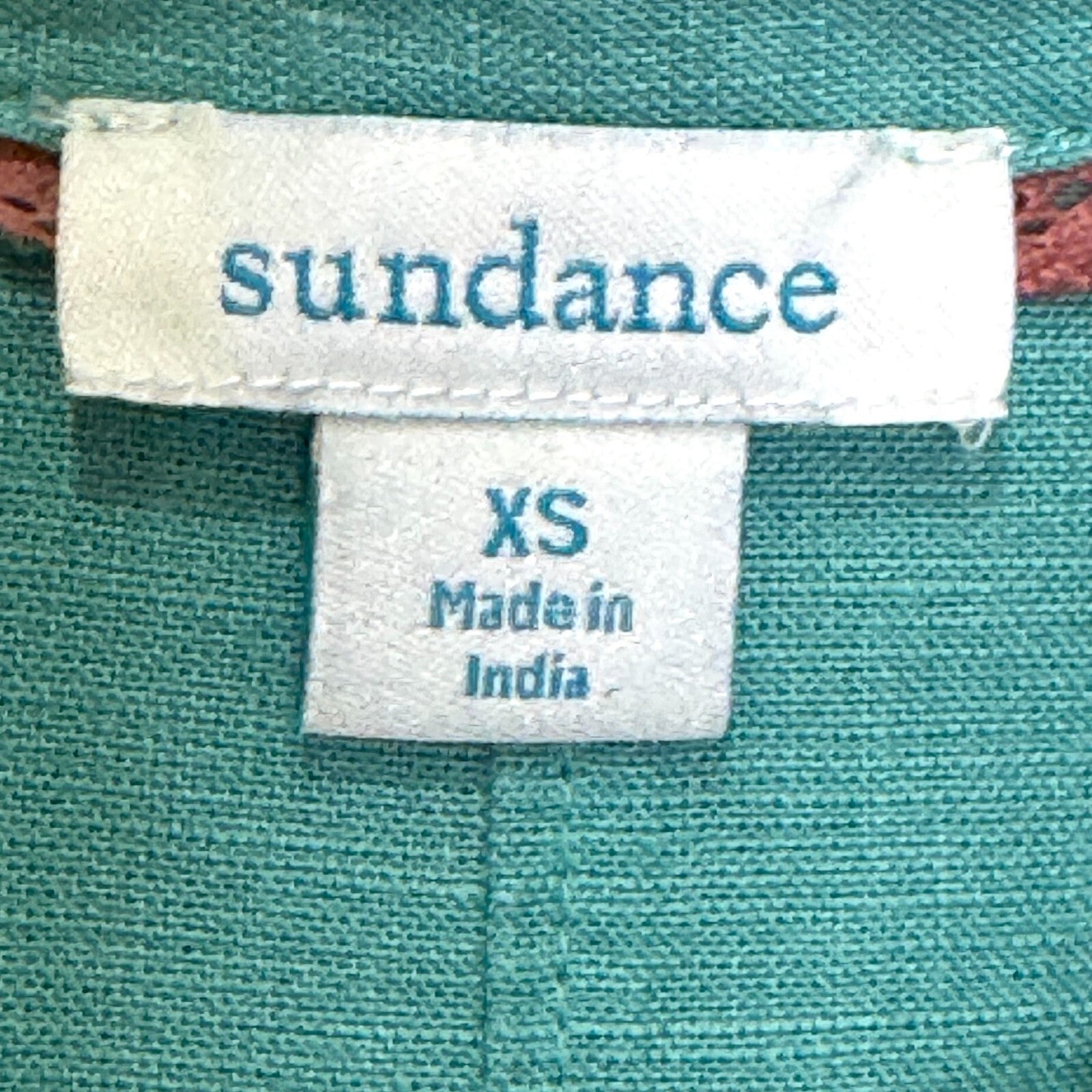 Sundance Top Size XS Blue Linen Short Sleeve Button Up