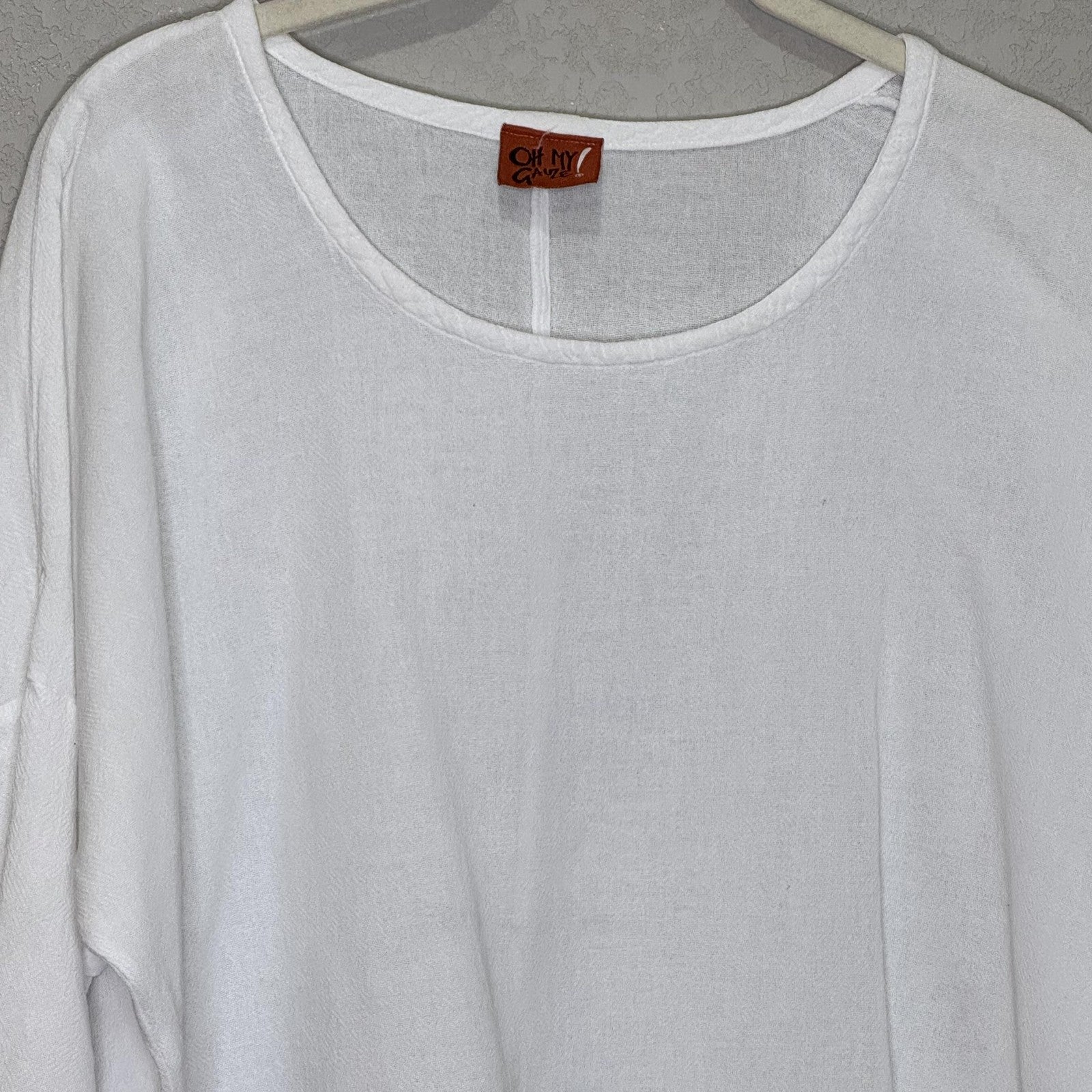 Oh My Gauze Shirt Womens Large Oversized Boxy Boho Layering Top Flowy Tunic