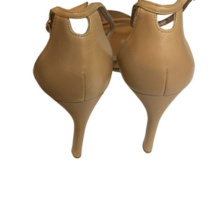 Stuart Weitzman Adobe Beige Nudistrong Strap Sandal Heels Size 8 $475