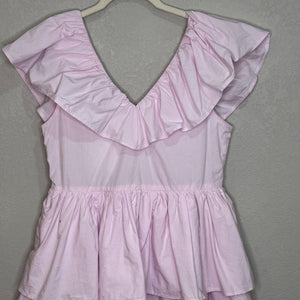 GANNI Pink Tiered Mini Dress US Approx Size Small (34) $295 Organic Cotton