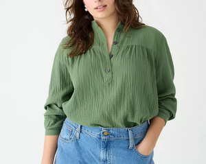 J Crew Soft Gauze Fresco Top in Utility Green Size XS