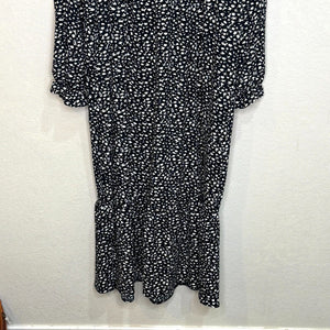 Mango MNG Black White Long Sleeve Maxi Dress Size 8