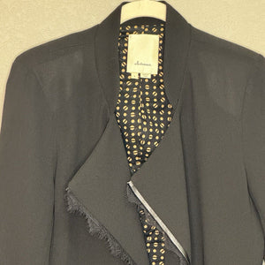 Anthropologie Elevenses Blazer Jacket Black Lace Leather Trim Lined Size Small