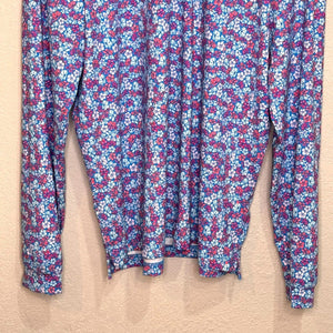 Good Good Golf Quarter Q Zip Pullover Size Medium Blue Floral