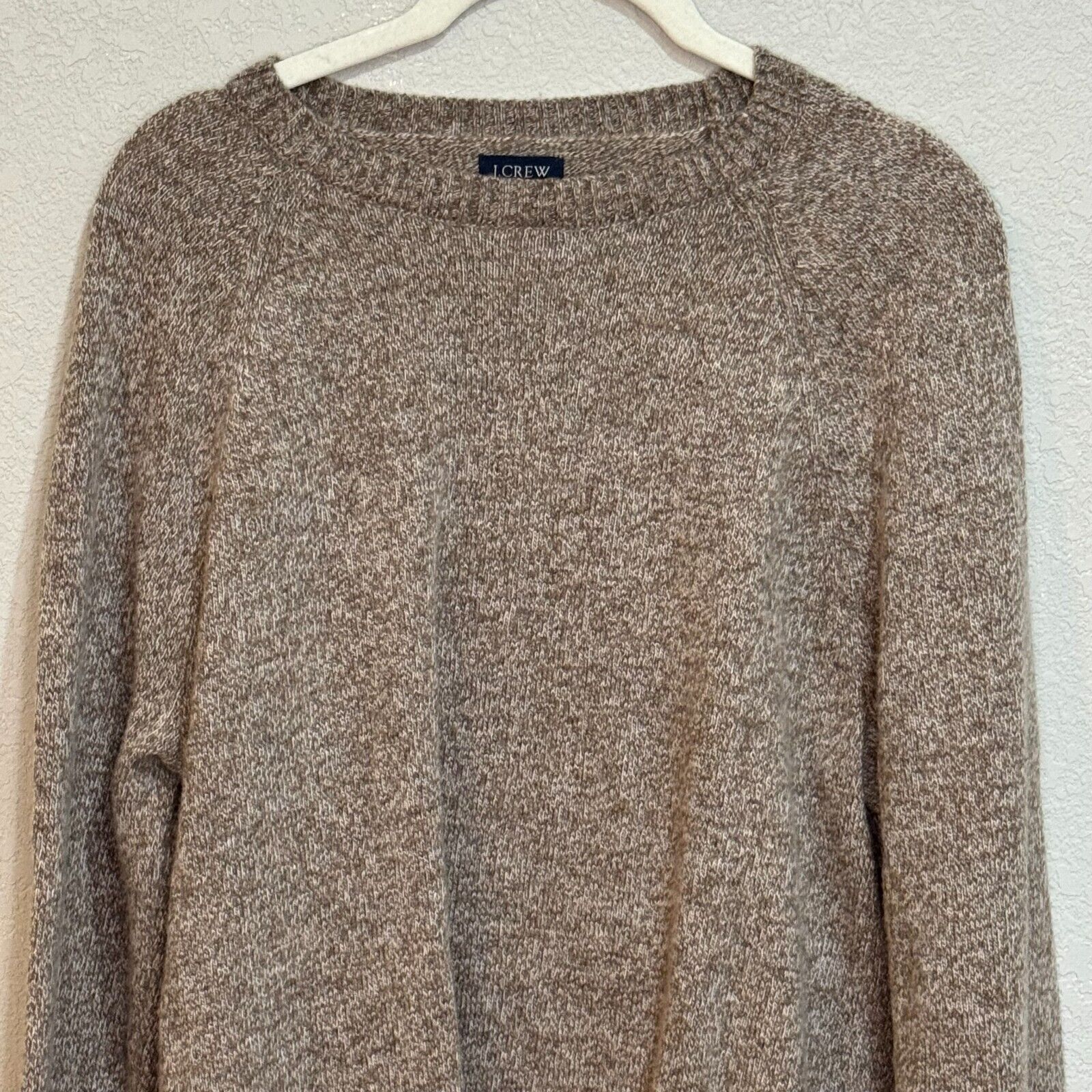 J Crew Mens Tan Brown Supersoft Lambswool-Blend Crewneck Sweater Size Medium