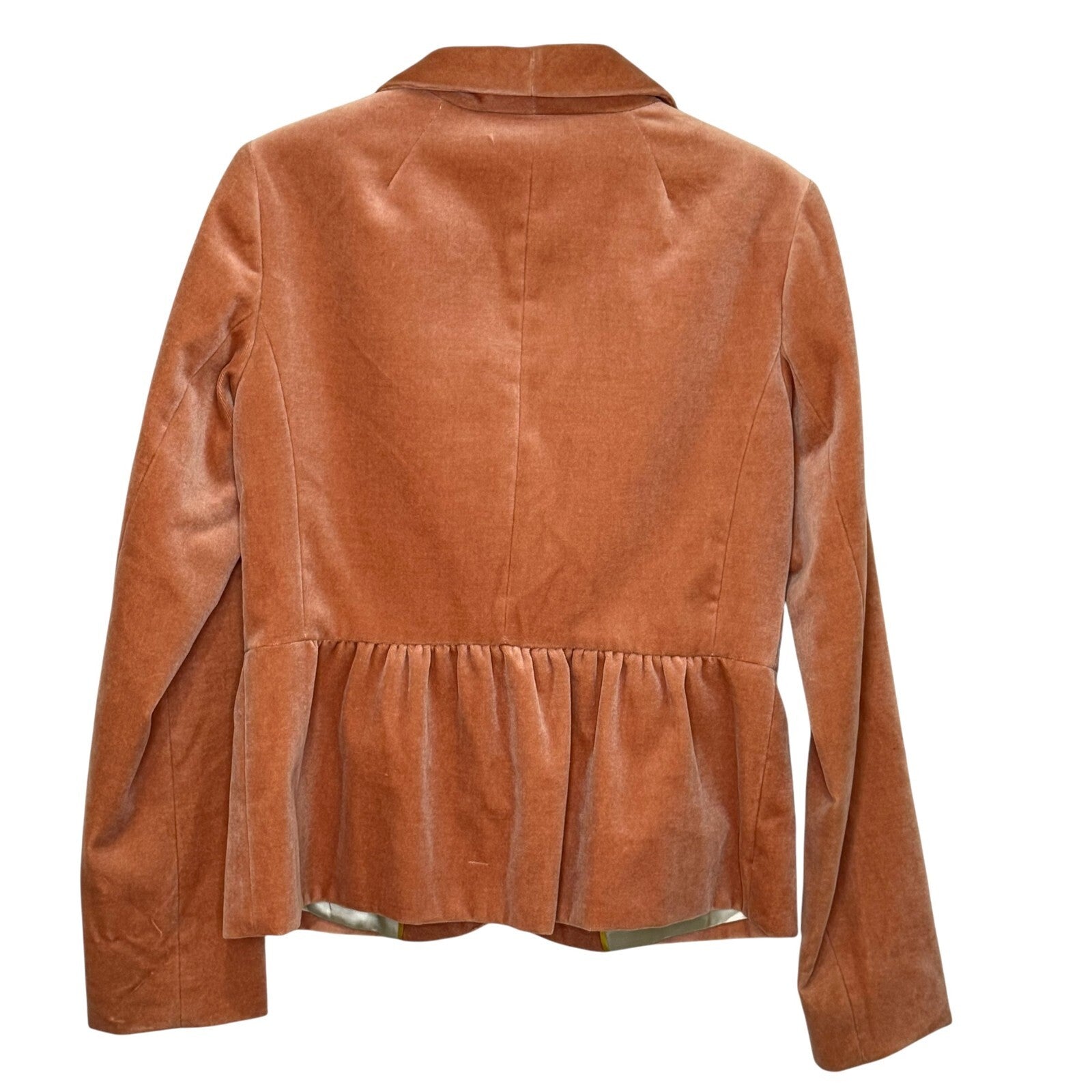 J Crew Velvet Blazer Size 4 Womens Apricot Pink Orange Eden Jacket Button Up