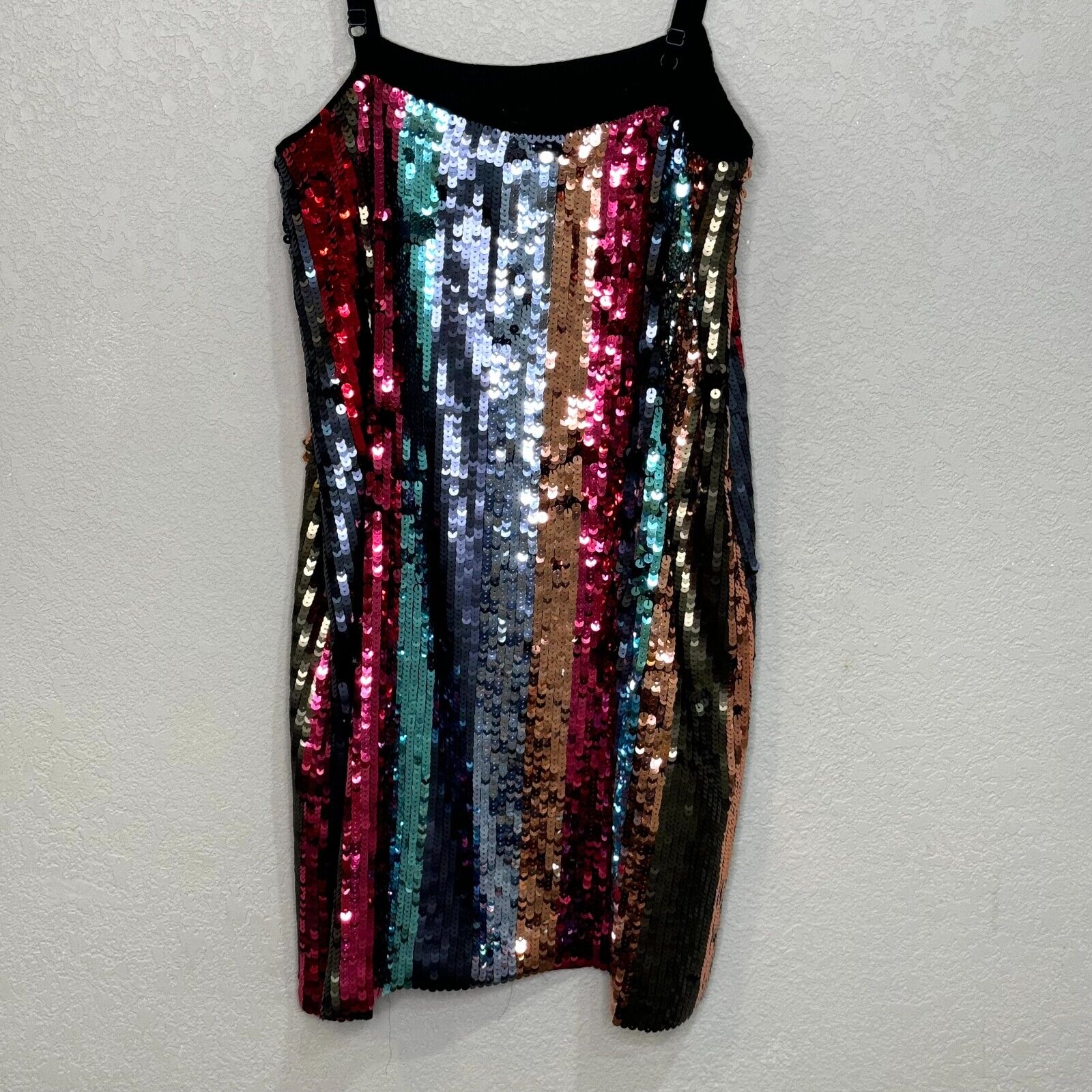 Tanya Taylor Rainbow Sequin Stripe Mini Dress Size 2