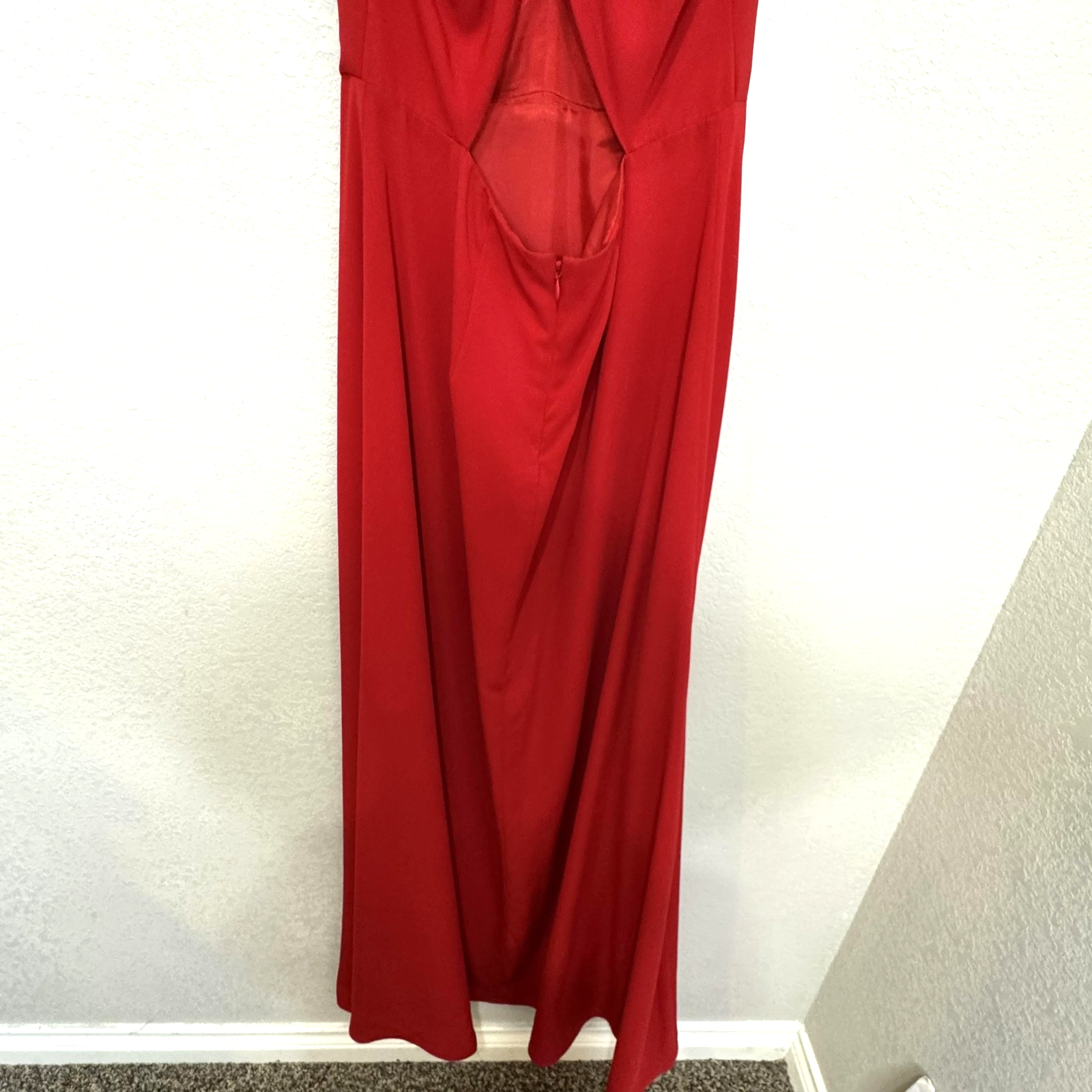 Jill Jill Stuart Dress Womens 6 Red Halter Gown Open Back V Neck Formal 4S1278