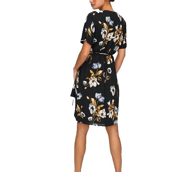 Aritzia Babaton Wallace Black Floral Wrap Dress Size Small