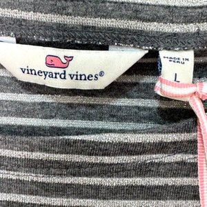 Vineyard Vines Gray Sparkle Tee Womens Size Large NEW Lurex Simple Boatneck