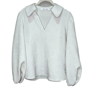 Samsoe Samsoe Margot Blouse Size XS White Puff Sleeve Collared Top