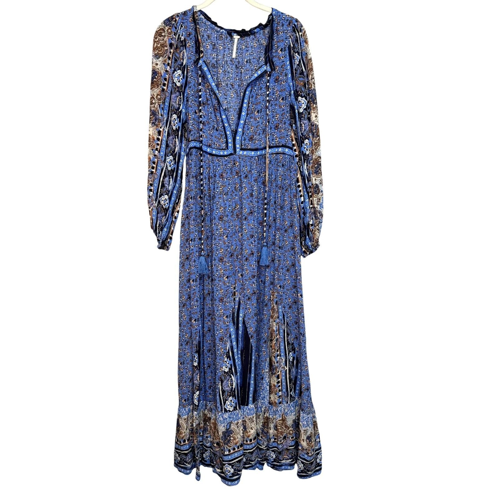 Free People Happy Feelings Midi Dress in Periwinkle Blue Combo Size Small