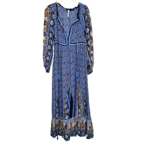 Free People Happy Feelings Midi Dress in Periwinkle Blue Combo Size Small