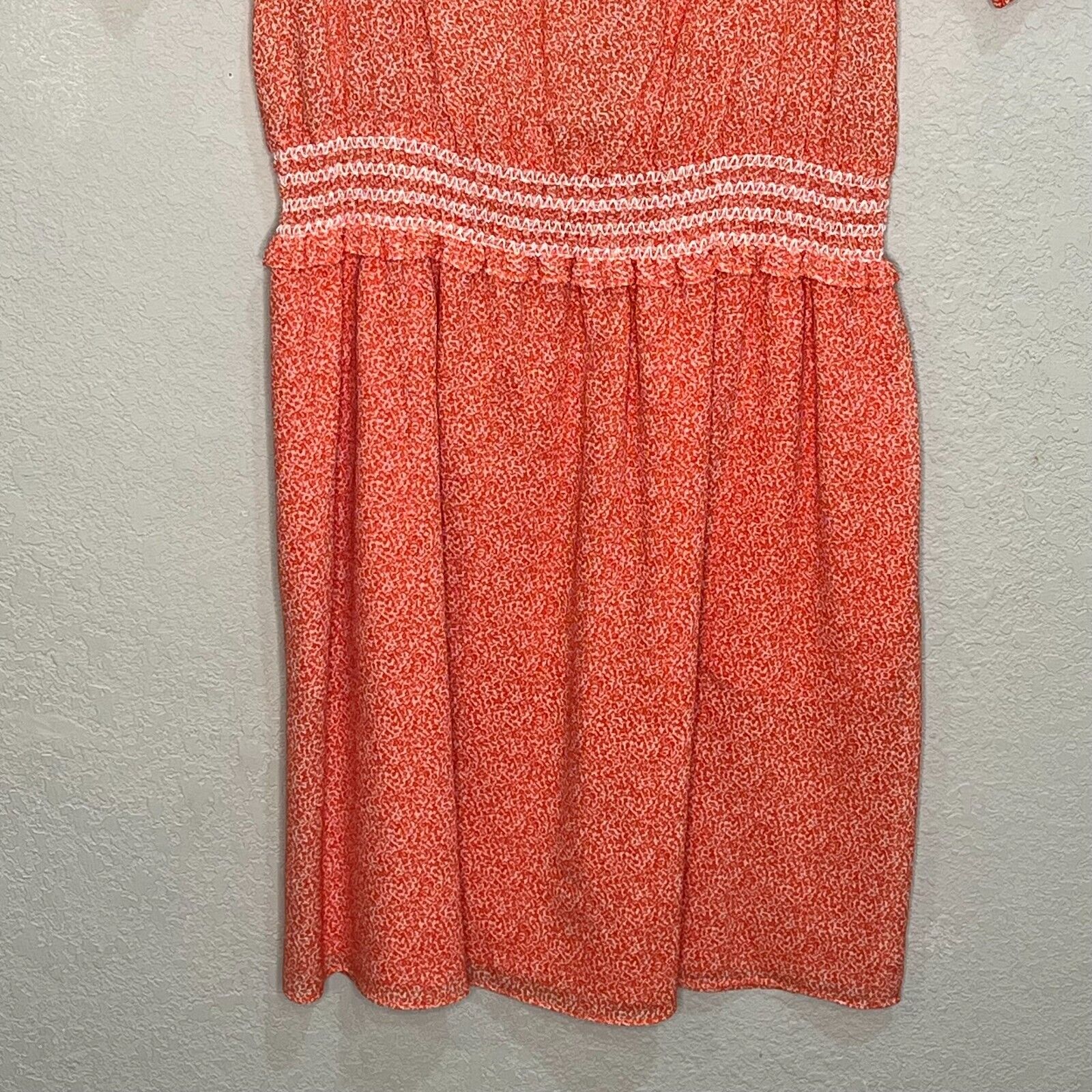 Tory Burch Madison Coral Floral Dress Elastic Waist Size Small