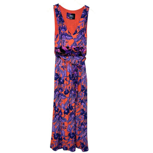 Anthropologie Maeve Macie Maxi Dress Size 4 Red Purple Floral Sleeveless Belted