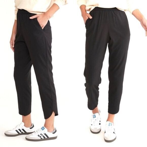 Marine Layer Allison Pants Women Size Medium Black Pockets Dolphin Hem