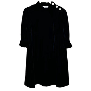 & Other Stories Dress Size 8 Black Velvet NEW Crystal Flower Buttons $119