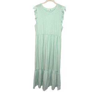 Sundry Dress Womens Size 3 Large Mint Green Ruffle Maxi Sleeveless Made USA