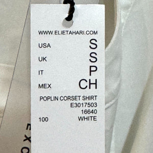 Elie Tahari Women's White Poplin Corset Shirt Size Small NEW