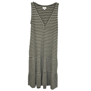 Pact Dress Womens Medium Striped Sleeveless V Neck Organic Cotton Pockets Casual