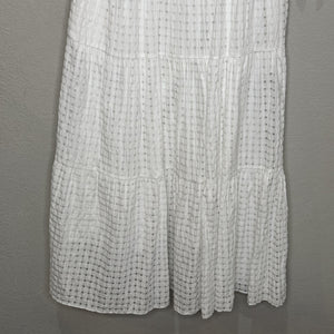 English Factory Dress Womens XS White Textured Midi Tie Sleeve Boho Pockets
