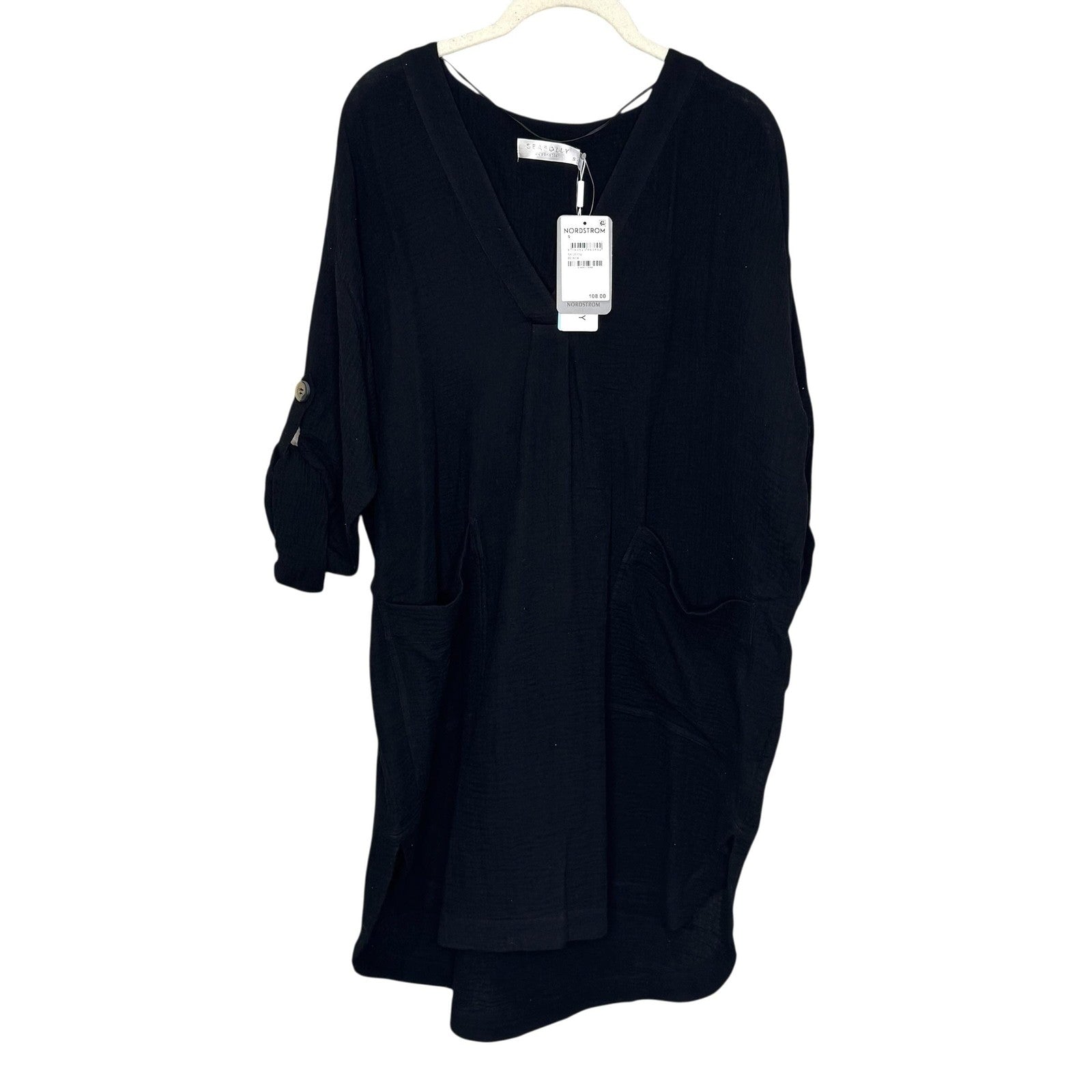 Seafolly Essential Cover Up Dress Womens Small DoubleCloth Tunic Pockets New