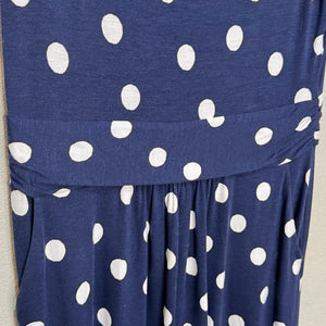 Boden Amelie Jersey Dress Size 8 Navy Blue White Painterly Spot Polka Dots