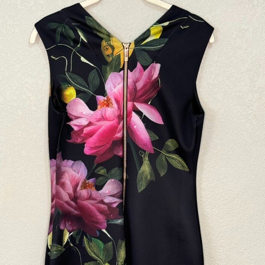 Ted Baker Olivia Sheath Dress Black Pink Citrus Bloom Floral Approx US -  Flair-Style