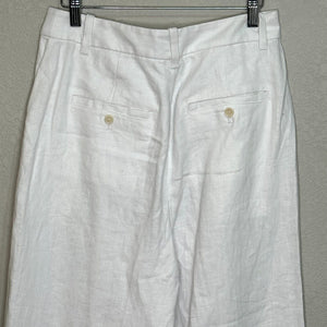 Madewell NEW White Harlow Wide-Leg Pants in 100% Linen Size 6