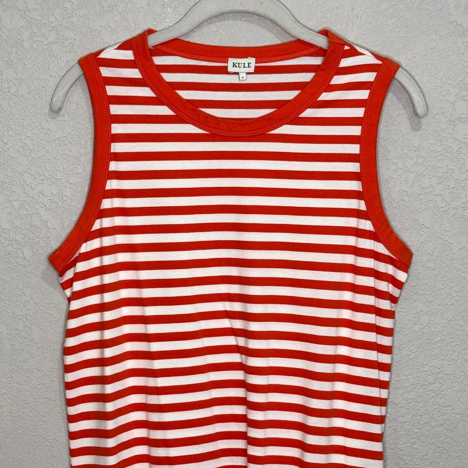 KULE Tank Dress Size Small Orange White Stripe Sleeveless Cotton $148