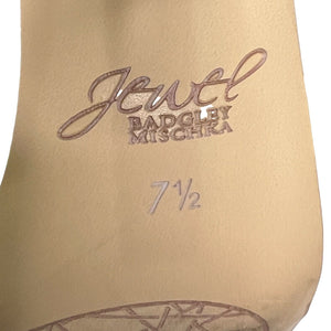 Bagdley Mishka Ojail Crystal Adorned Black Satin Stiletto Heels Size 7.5