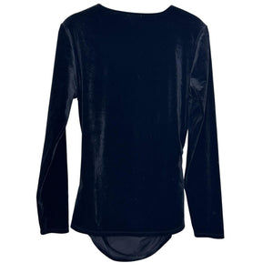 Sundance Wrap Top Womens Small Black Velour Surplice Long Sleeve V Neck Ruched
