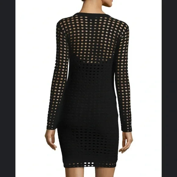 T by Alexander Wang Black Dress Size Medium Circle Hole Long Sleeve Sexy
