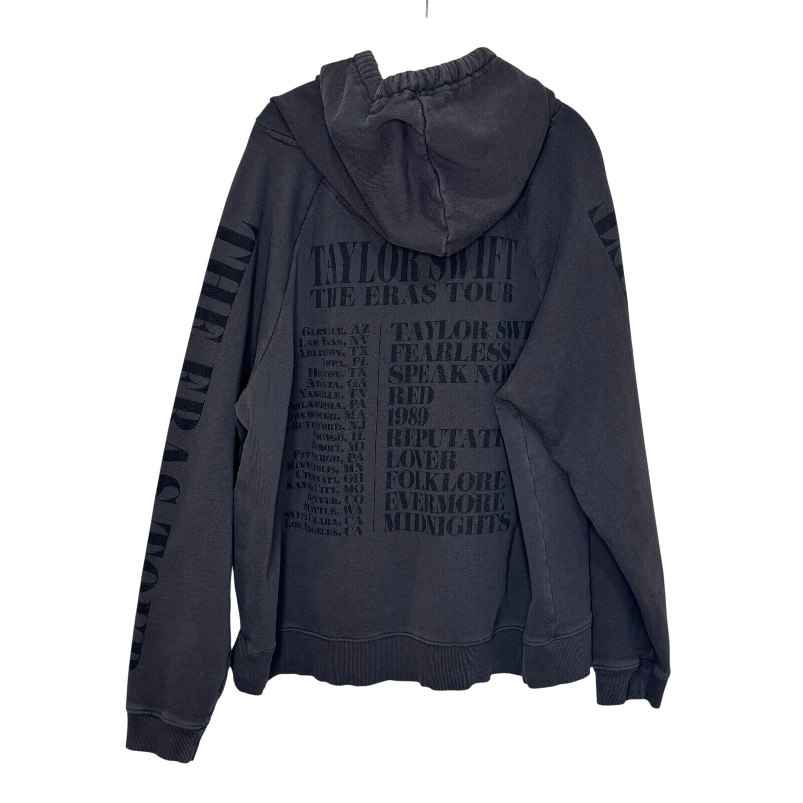 Taylor Swift Eras Tour Charcoal Gray Hoodie Sweatshirt Size Large