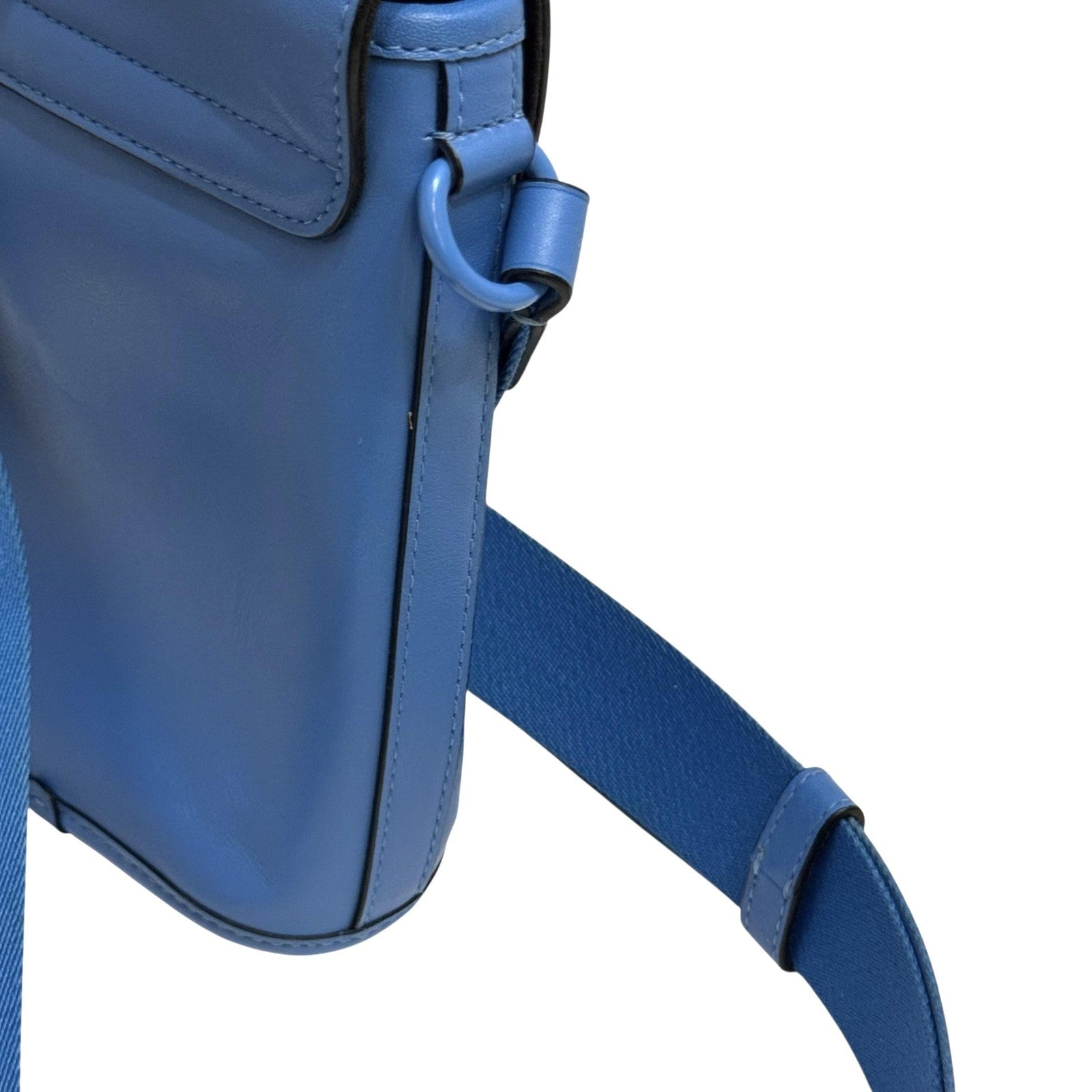 Coach Blue Crossbody Bag Leather Flap Messenger Modern Urban Adjustable Strap