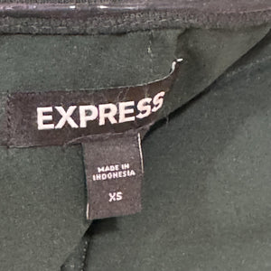 Express Dress Womens XS Green Velvet Strapless Midi Cocktail Formal Slit Party
