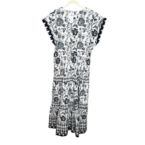 Abercrombie Maxi Dress Size Medium Black White Floral Pattern Missing Belt $130