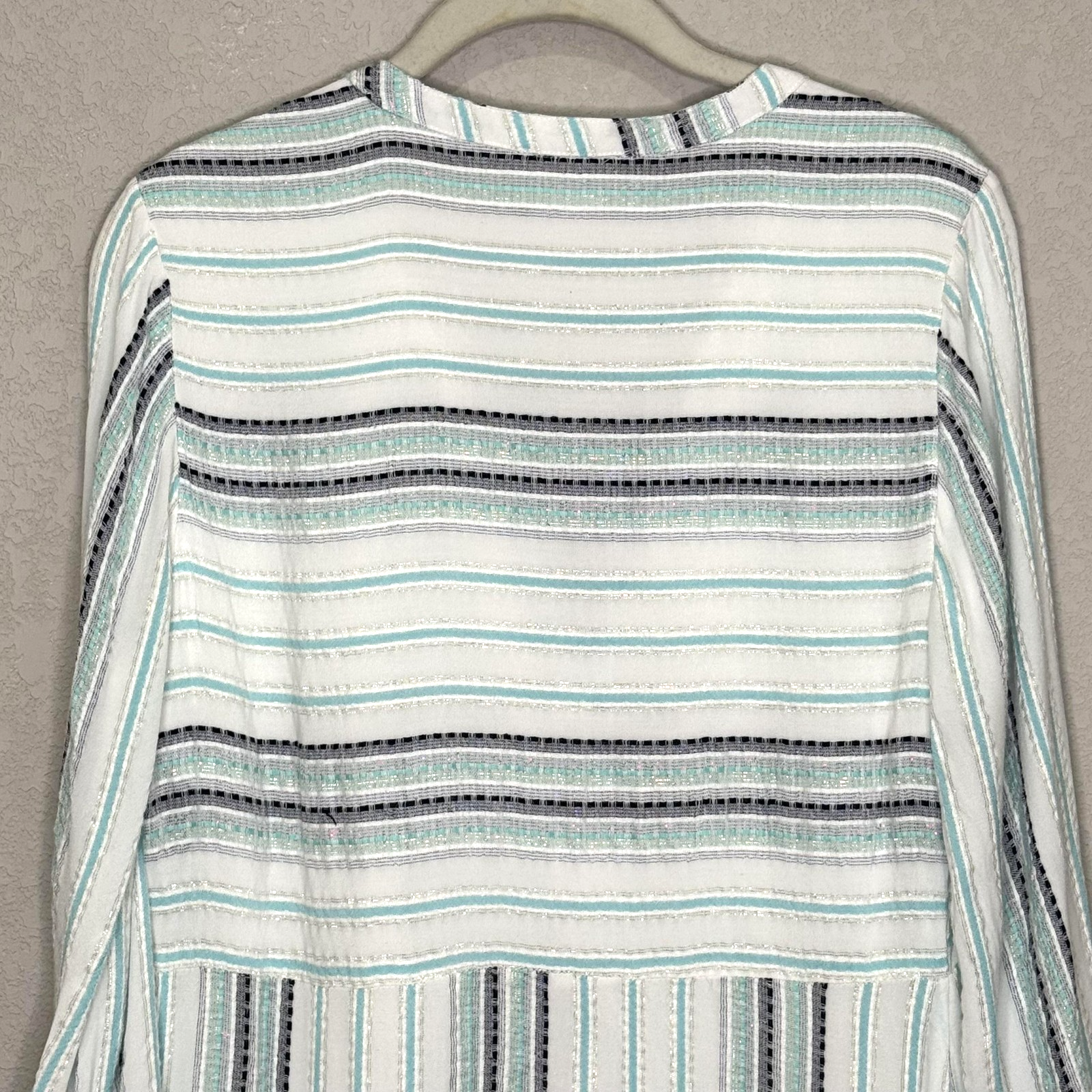 Allison New York Dress Womens Small Blue White Striped Boho Tassel Mini Lined