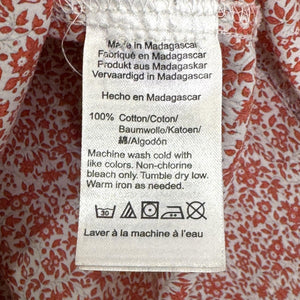 J.Crew Shirt Womens 6 Red Liberty Fabric Floral Long Sleeve Popover Ruffle Neck