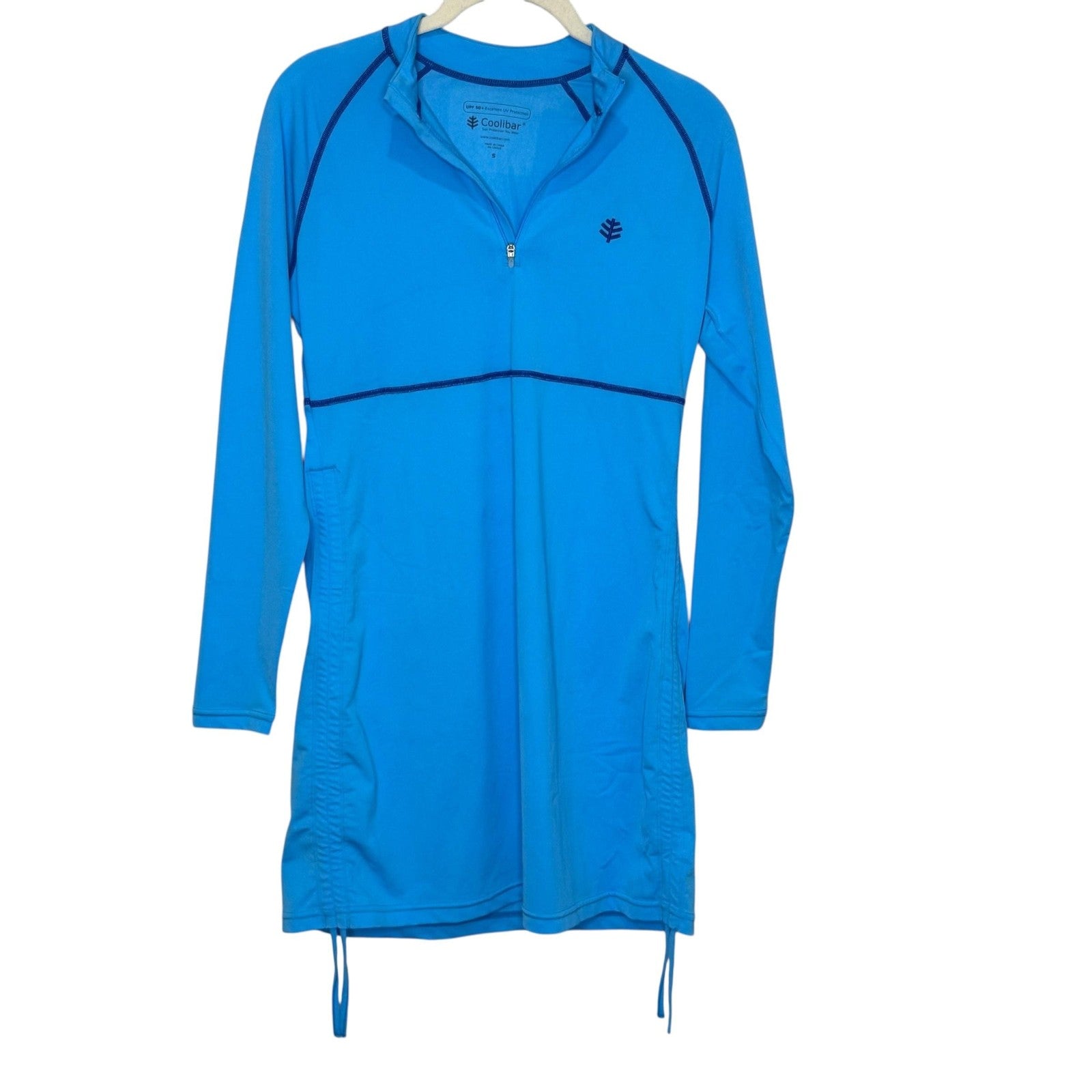Coolibar Swim Shirt Womens Small Blue UPF 50 Rash Guard Cover Up UV